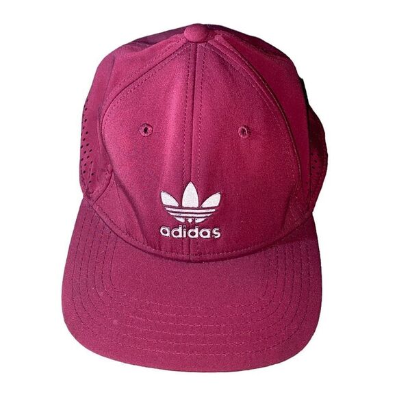 Adidas maroon perforated back snap back hat reflective logo - Picture 1 of 3